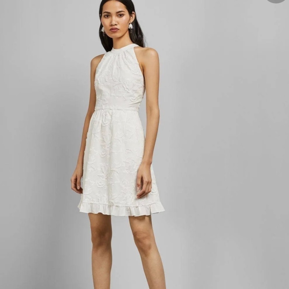 Ted Baker | Lorene Embroidered Halter Neck Skater Dress White Ted Size 4/US 10
